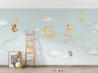 Blue Sweets dreams wallpaper for kids room - Wallanza
