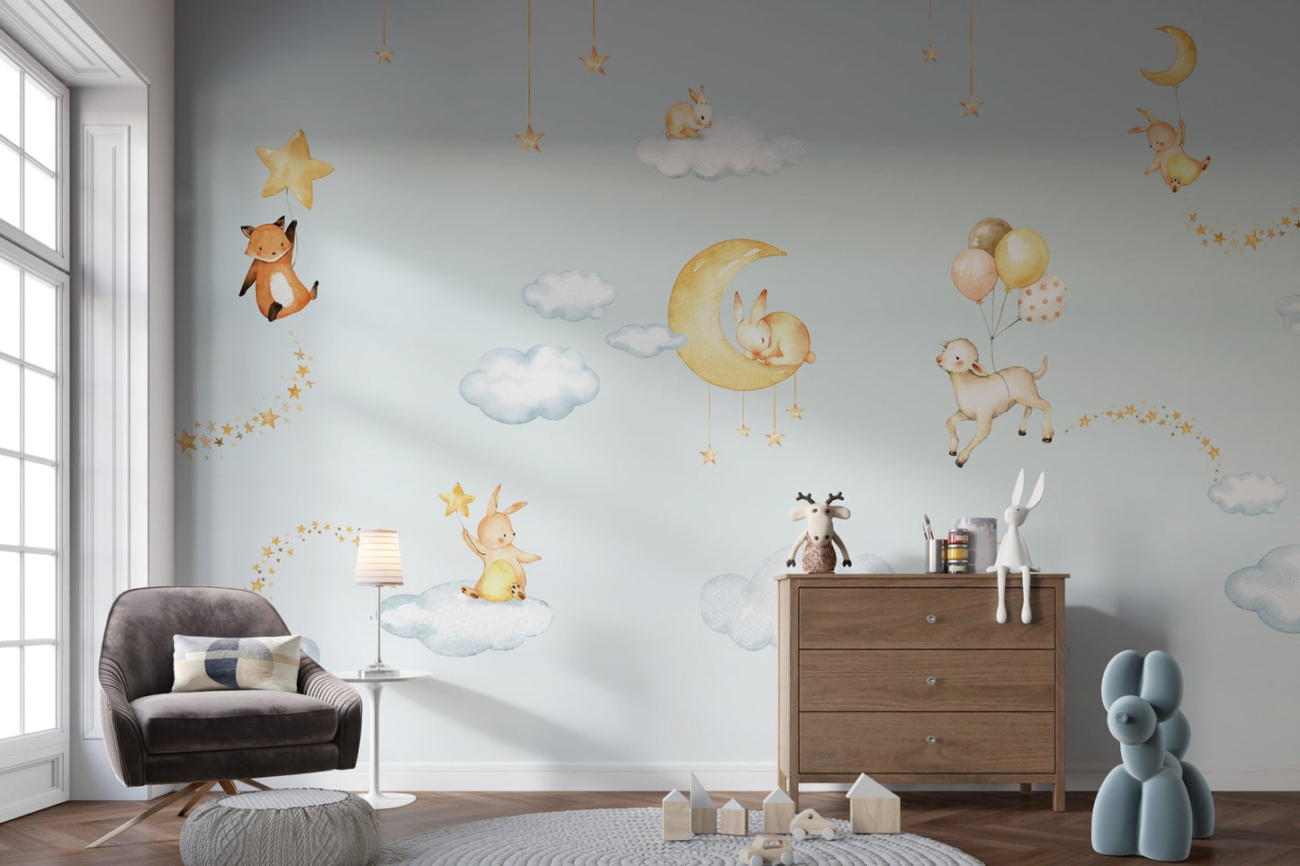 Blue Sweets dreams wallpaper for kids room - Wallanza