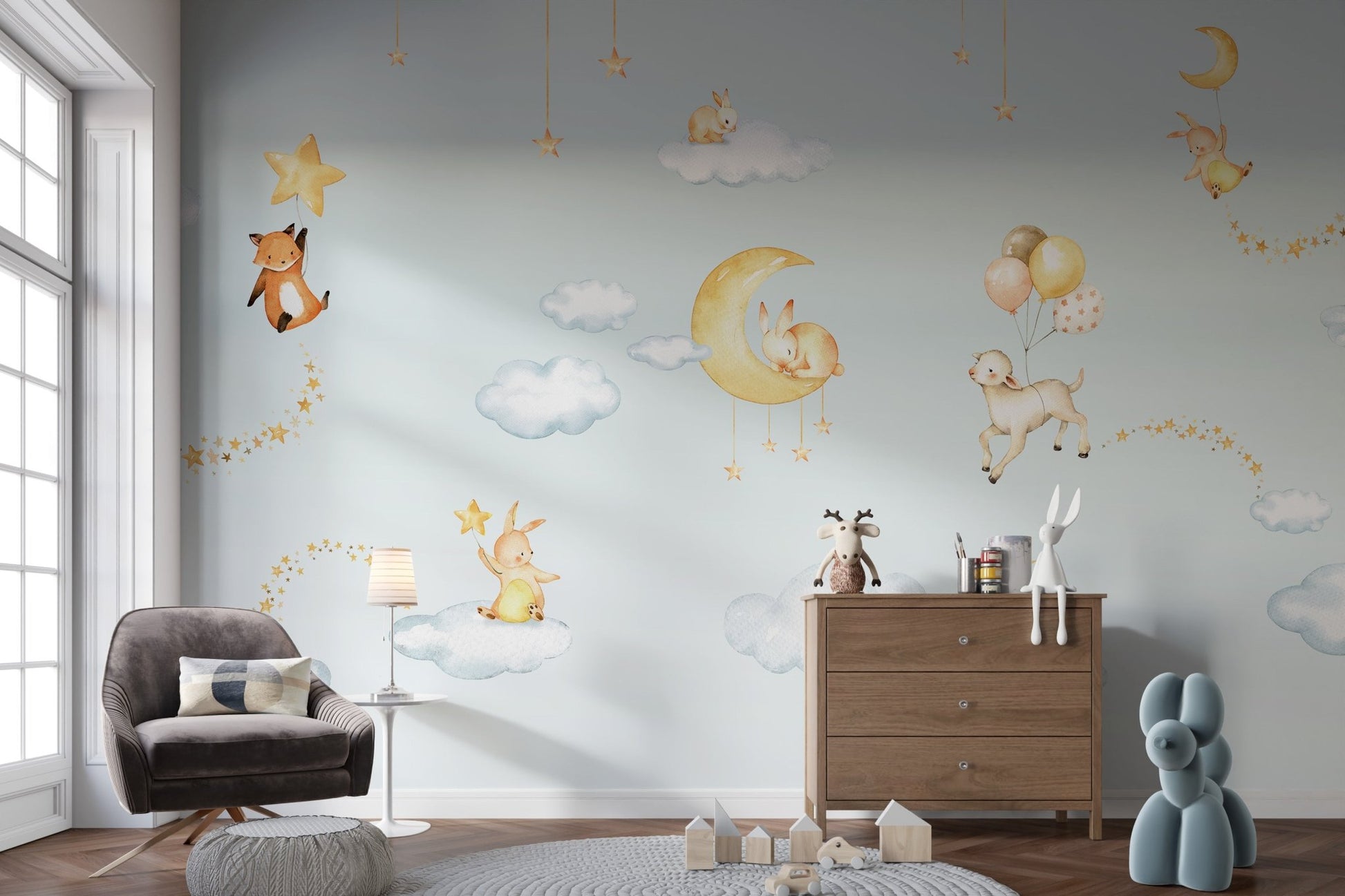 Blue Sweets dreams wallpaper for kids room - Wallanza