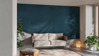 Abstract blue brushstroke mural for stylish living room wall decor.
