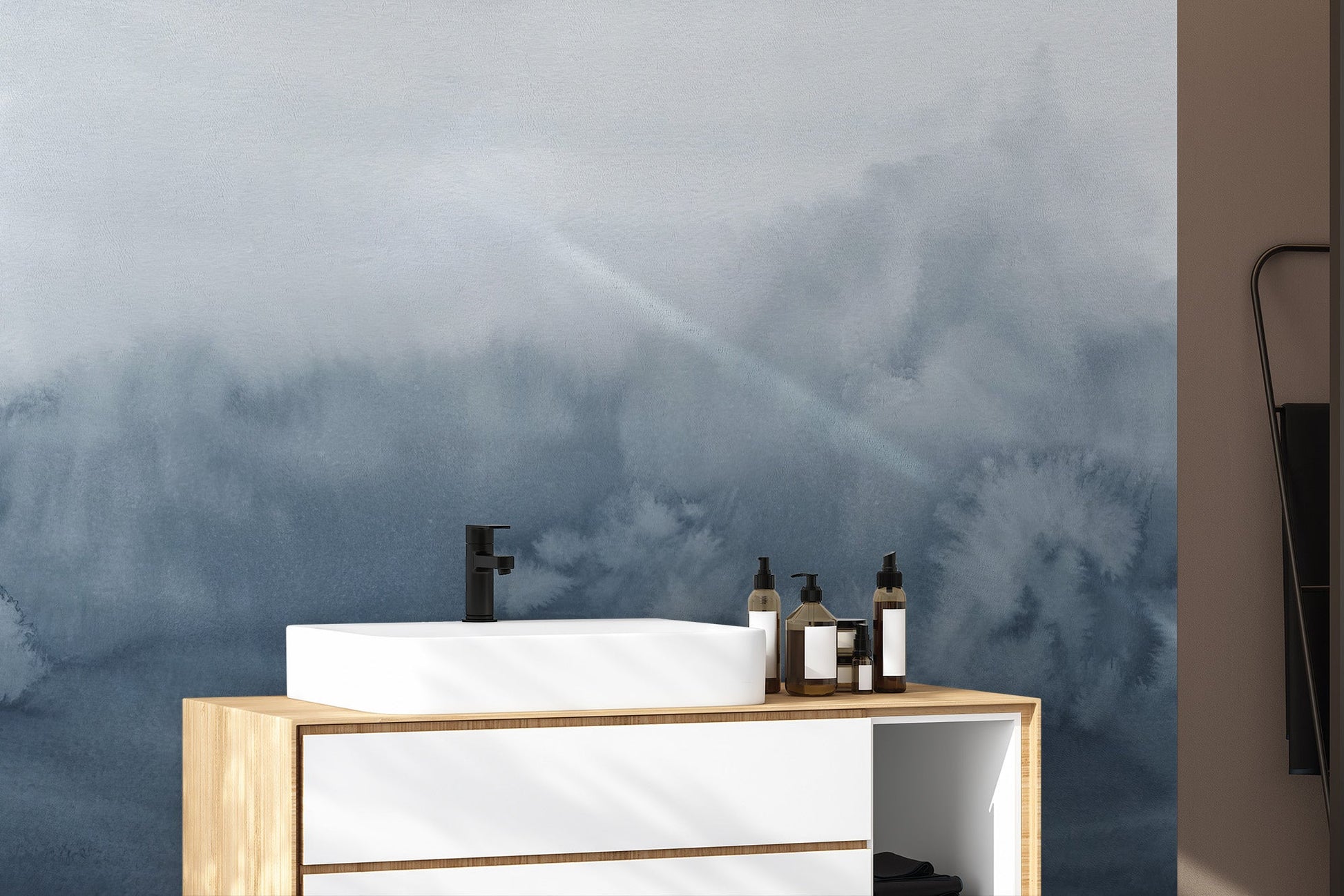 Blue Watercolor Wallpaper Mural - Wallanza