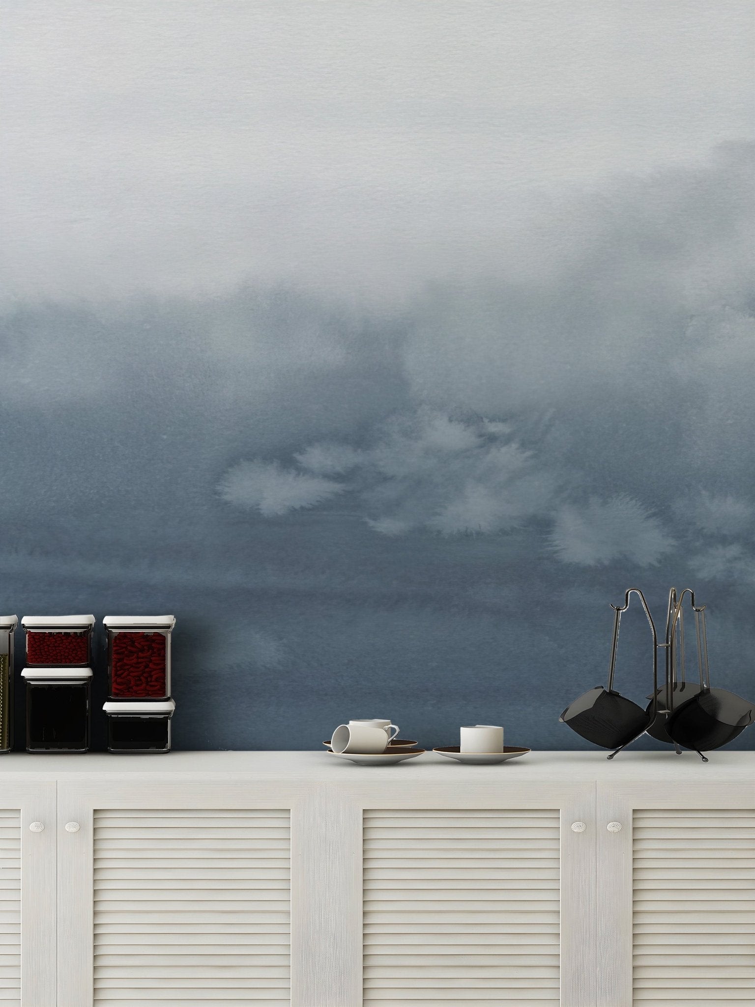 Blue Watercolor Wallpaper Mural - Wallanza