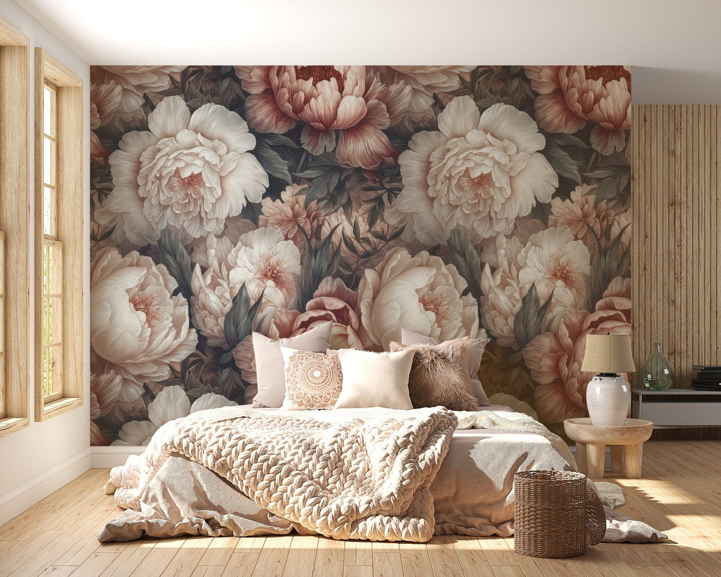 Blush Peony Wallpaper Mural - Wallanza
