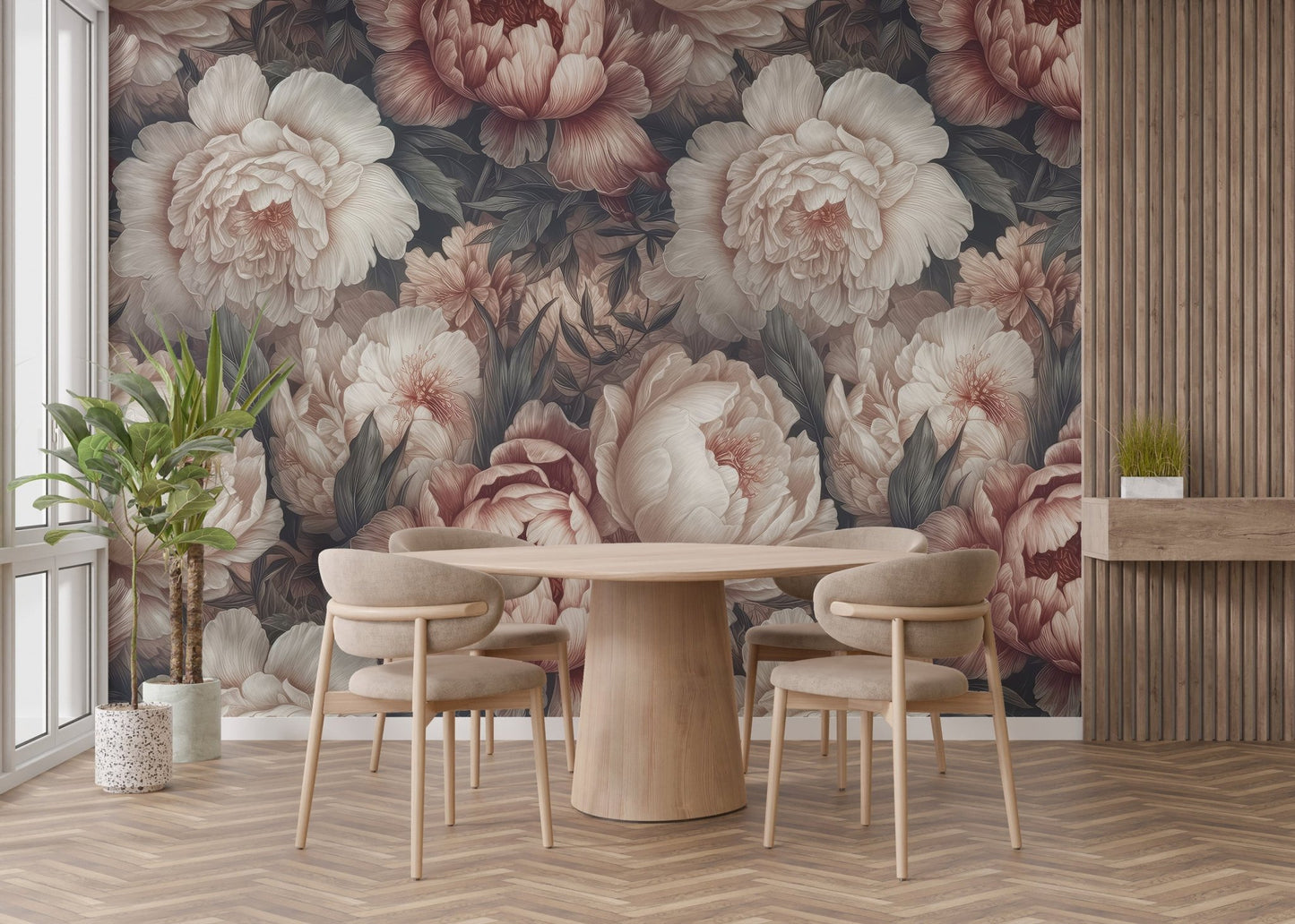Blush Peony Wallpaper Mural - Wallanza