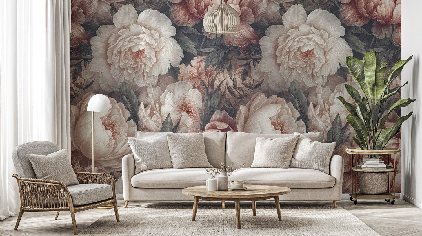 Blush Peony Wallpaper Mural - Wallanza
