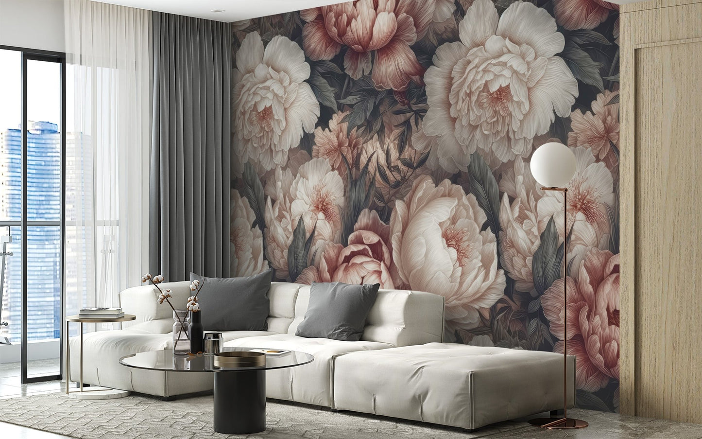 Blush Peony Wallpaper Mural - Wallanza