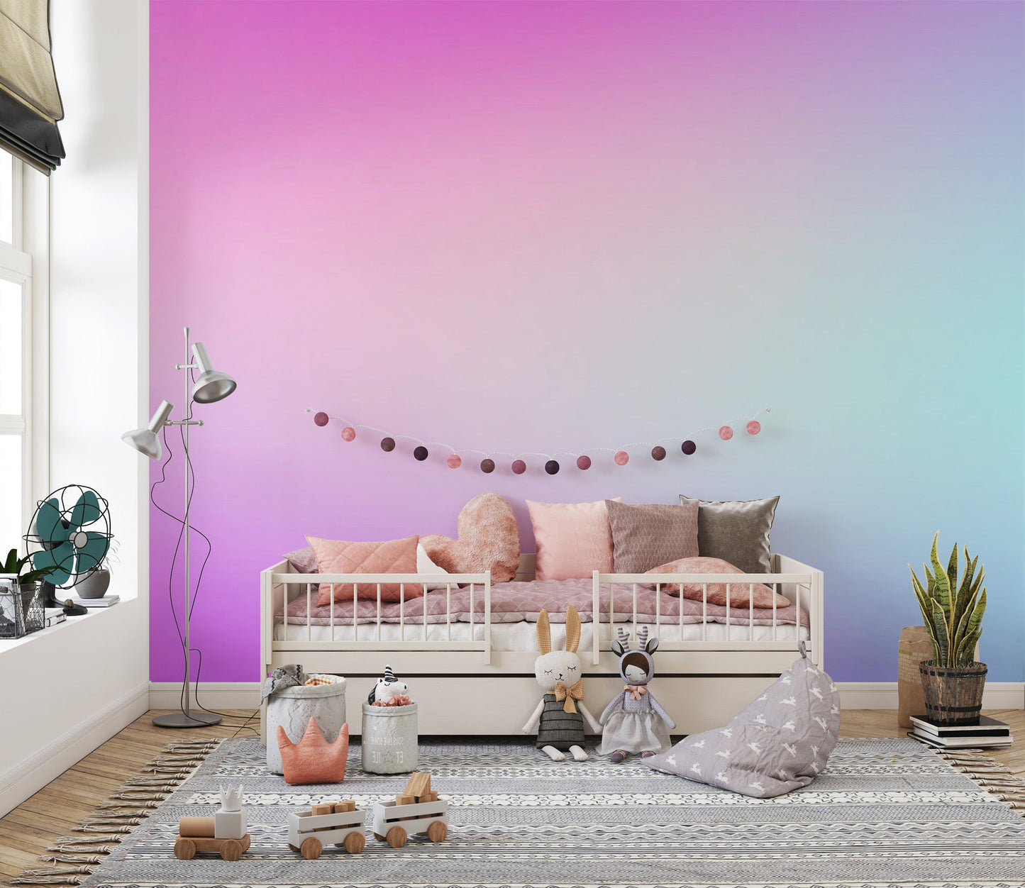 Twilight ombre mural with calming tones
