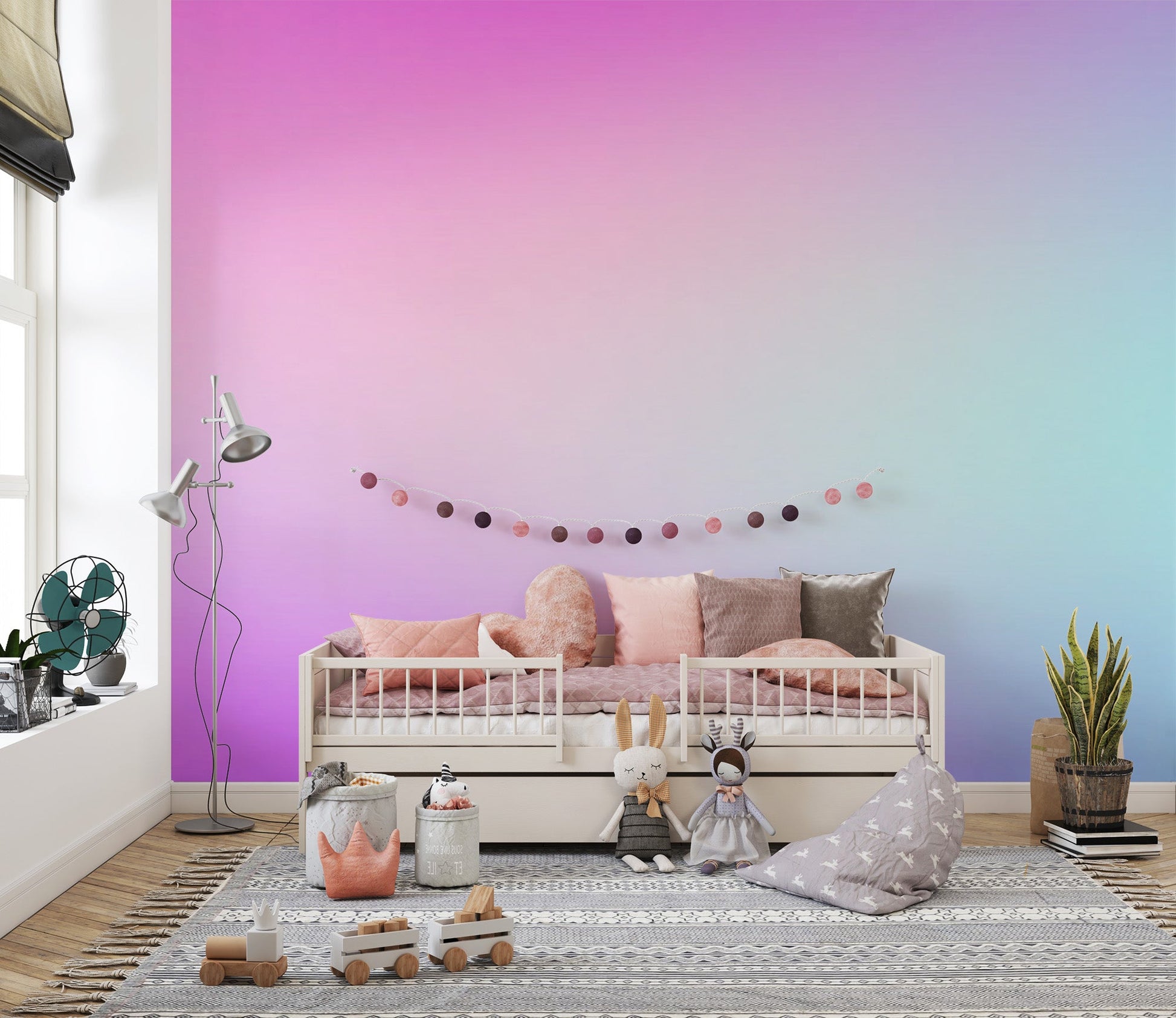 Twilight ombre mural with calming tones
