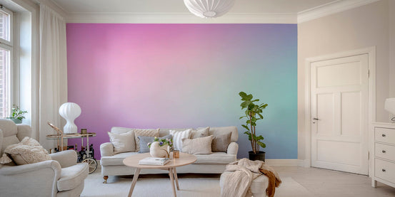 Subtle twilight ombre wall mural in muted purple shades.