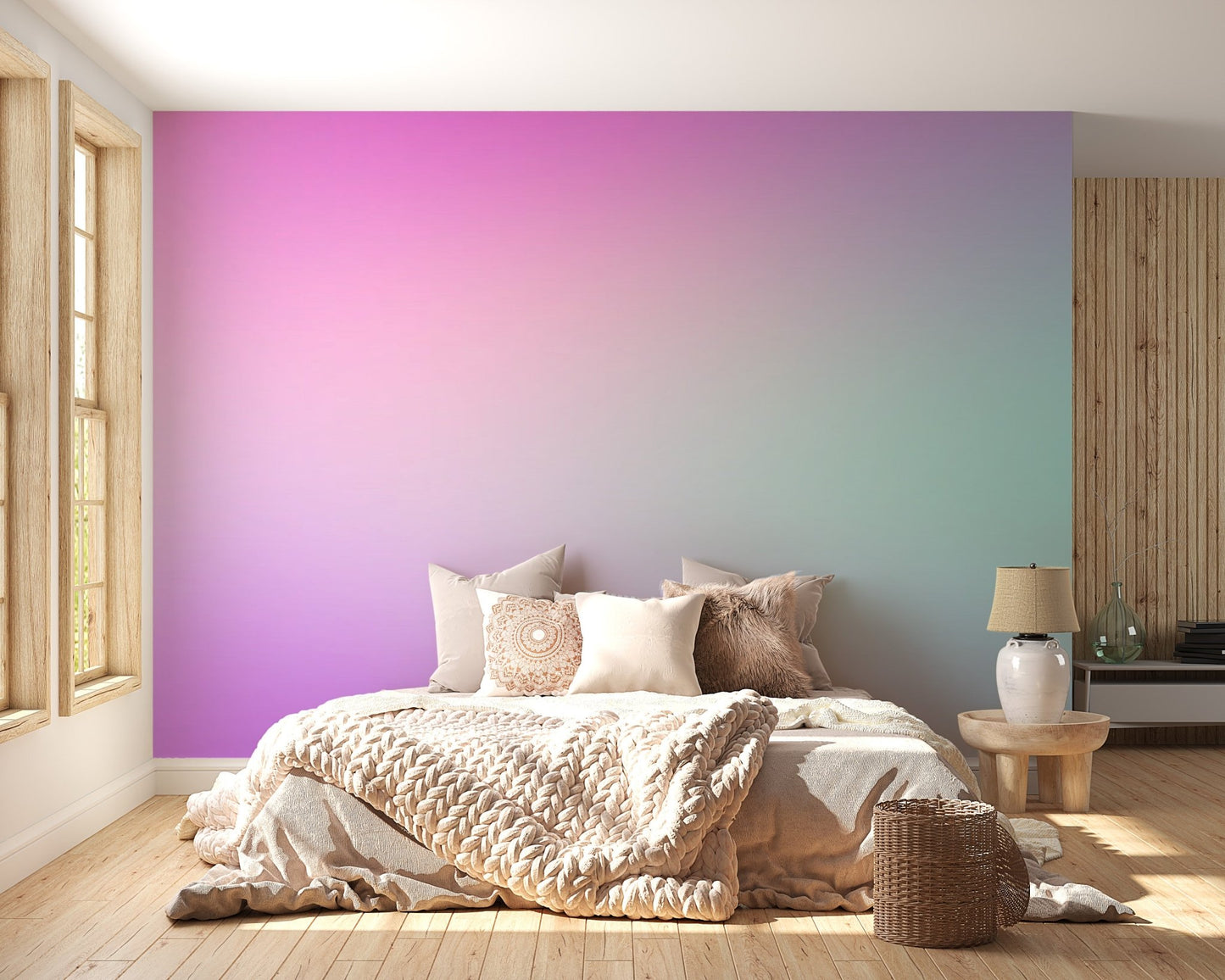 Blush twilight ombre mural for interiors
