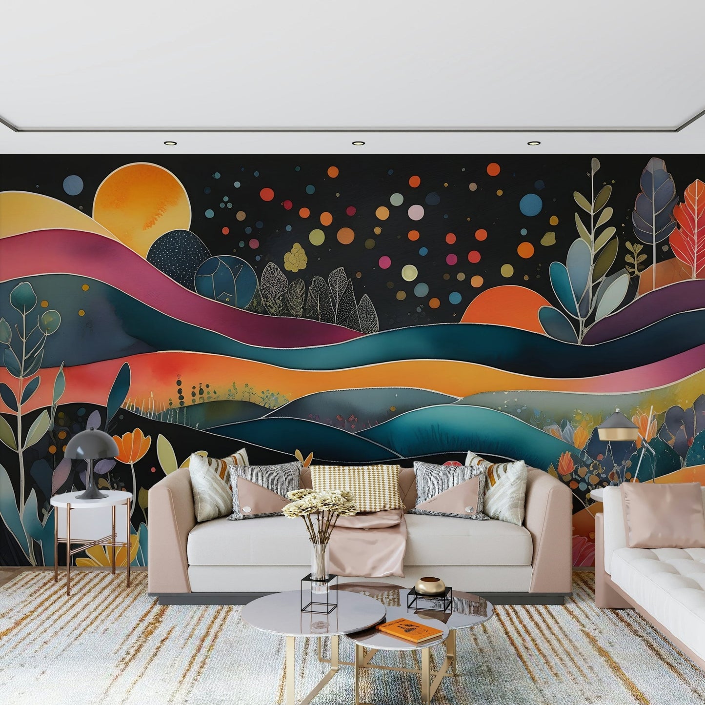 Bohemian Midnight Bloom Wall Mural - Wallanza