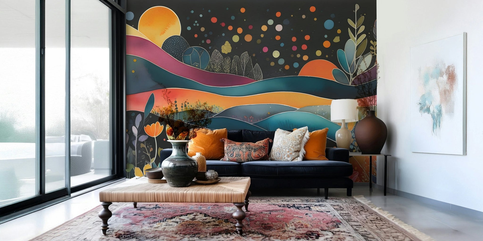 Bohemian Midnight Bloom Wall Mural - Wallanza