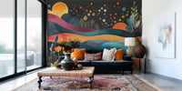 Bohemian Midnight Bloom Wall Mural - Wallanza