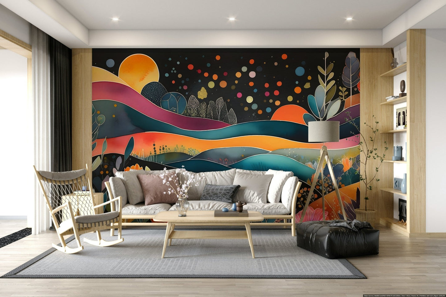 Bohemian Midnight Bloom Wall Mural - Wallanza