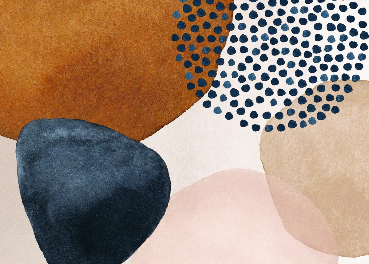 Colorful Navy Blue Beige Watercolor Wallpaper Murals in your room