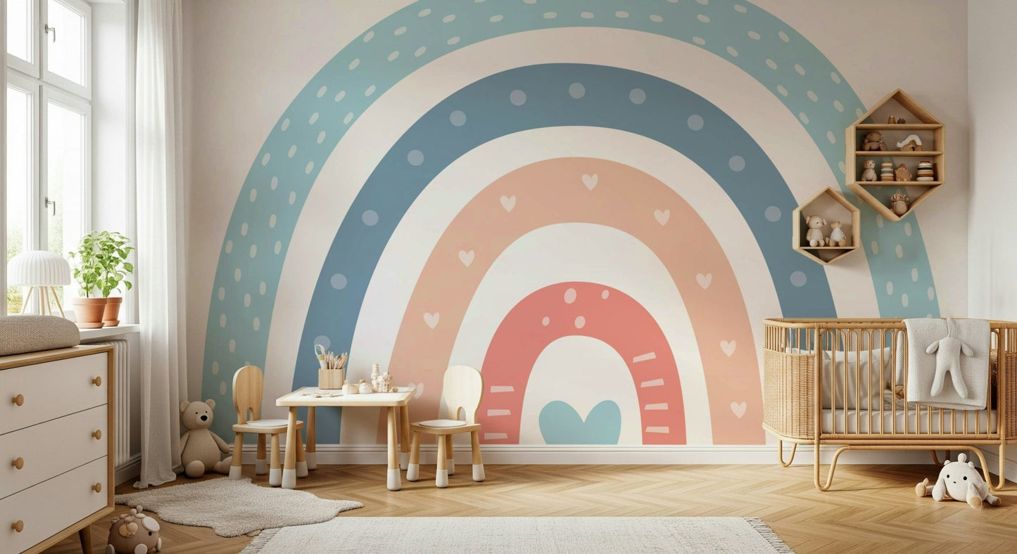 Boho Baby Rainbow Wall Mural - Wallanza