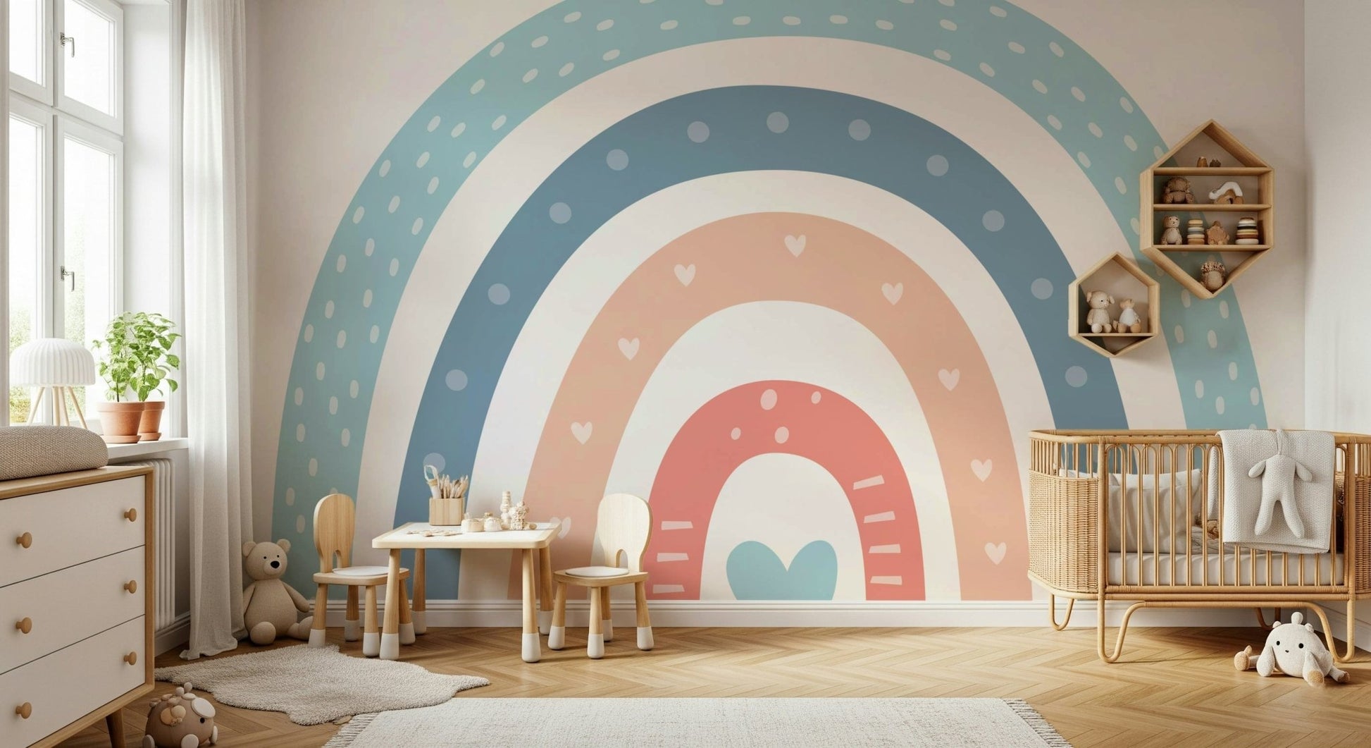Boho Baby Rainbow Wall Mural - Wallanza