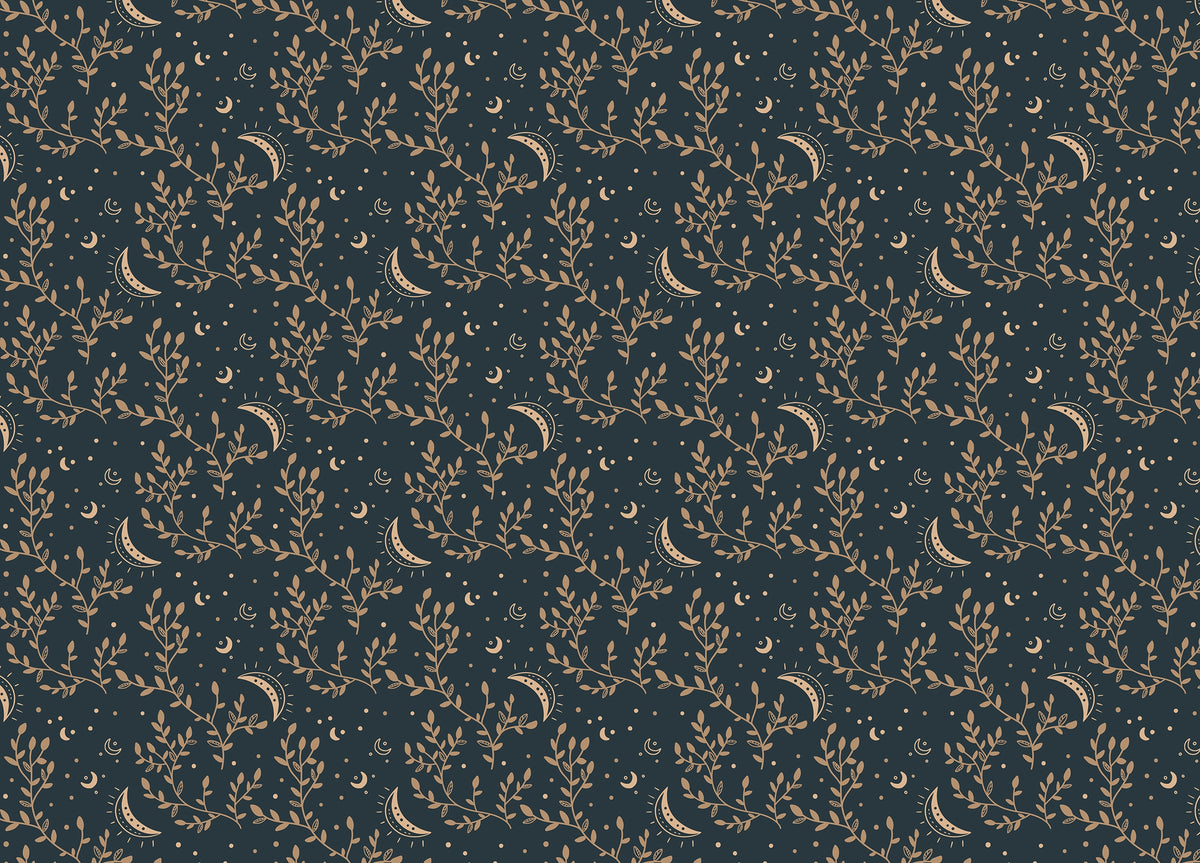 Esoteric Crescent Moon and Floral Background Wallpaper For Walls in your room