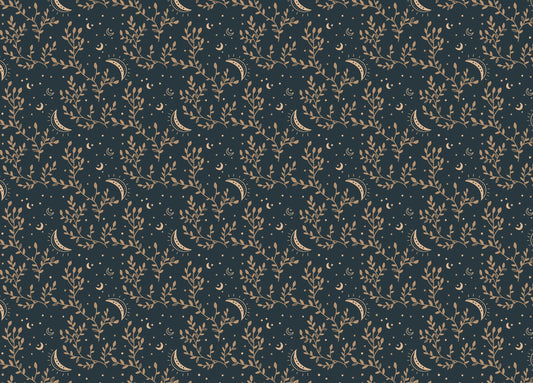 Esoteric Crescent Moon and Floral Background Wallpaper For Walls
