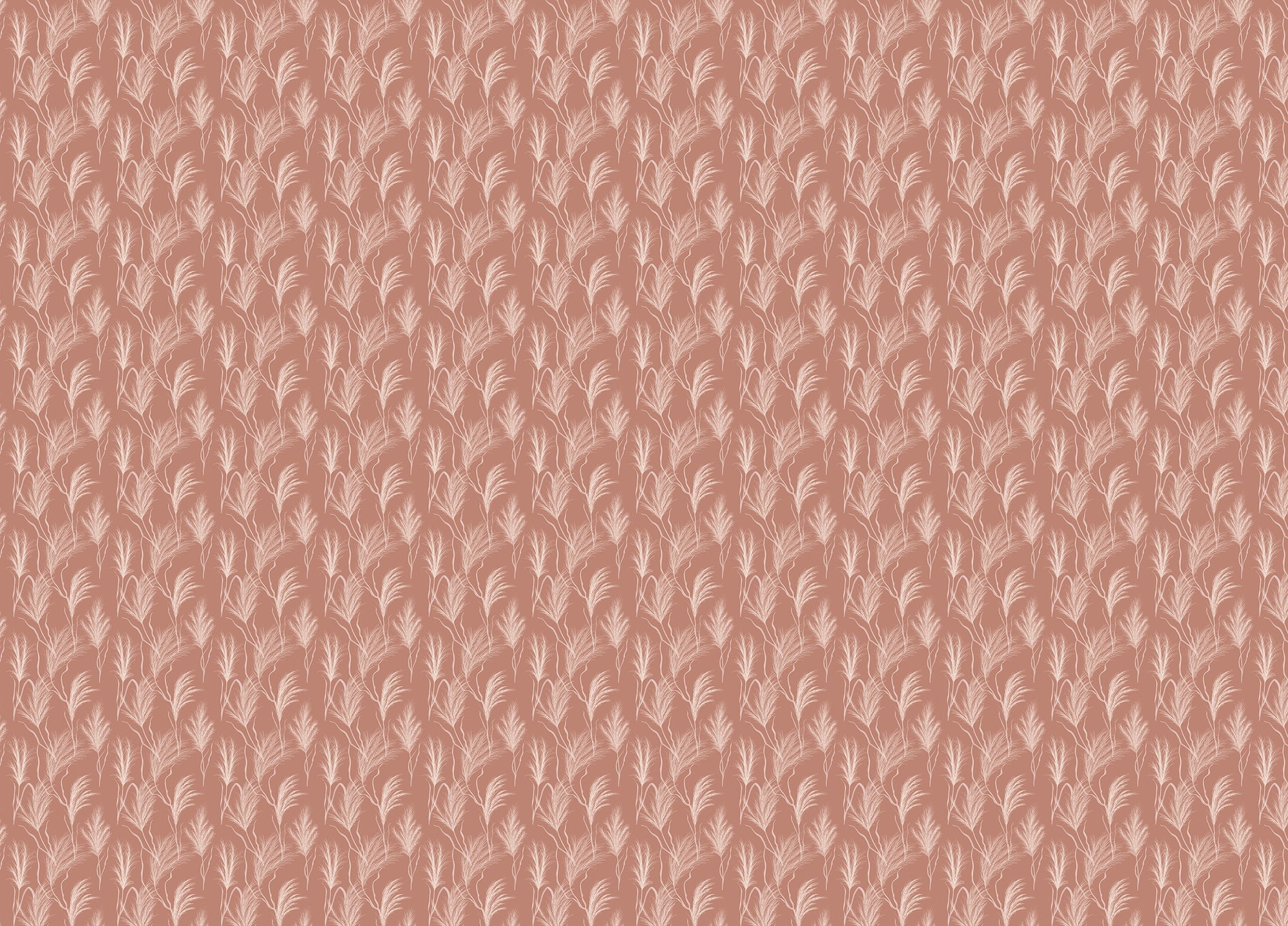 Watercolor Dry Pampas Grass Autumn Pattern Boho Wallpaper