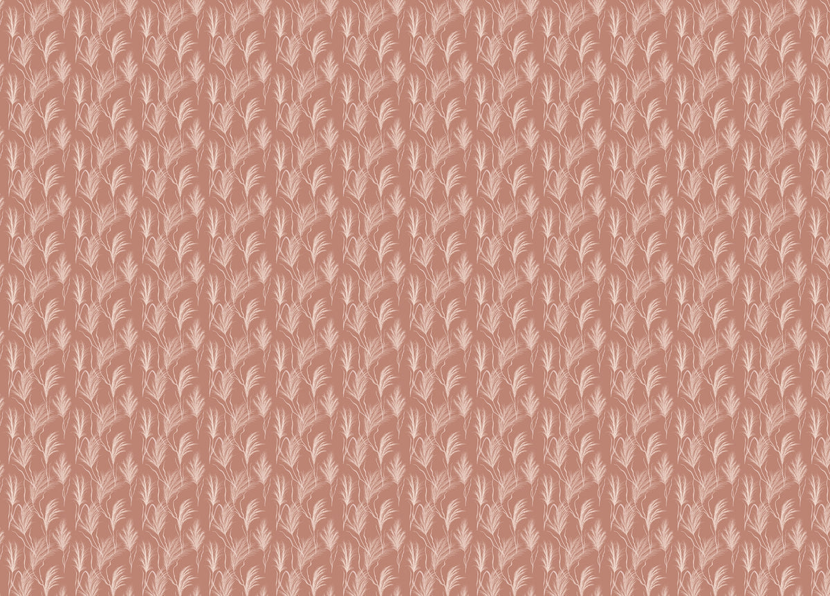 Watercolor Dry Pampas Grass Autumn Pattern Boho Wallpaper in your room — zoomed