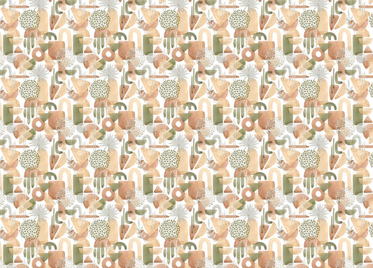 Watercolor Abstract Shapes Warm Pastel Colors Green Wallpaper