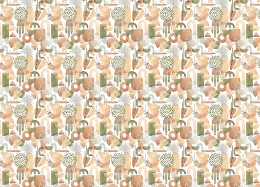 Watercolor Abstract Shapes Warm Pastel Colors Green Wallpaper