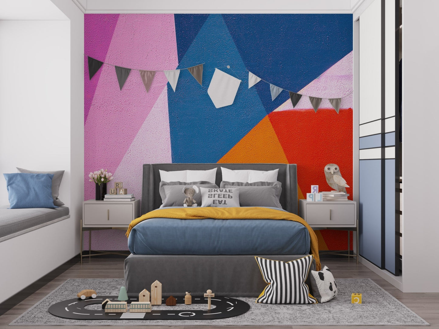 Colorful abstract triangle wall art design
