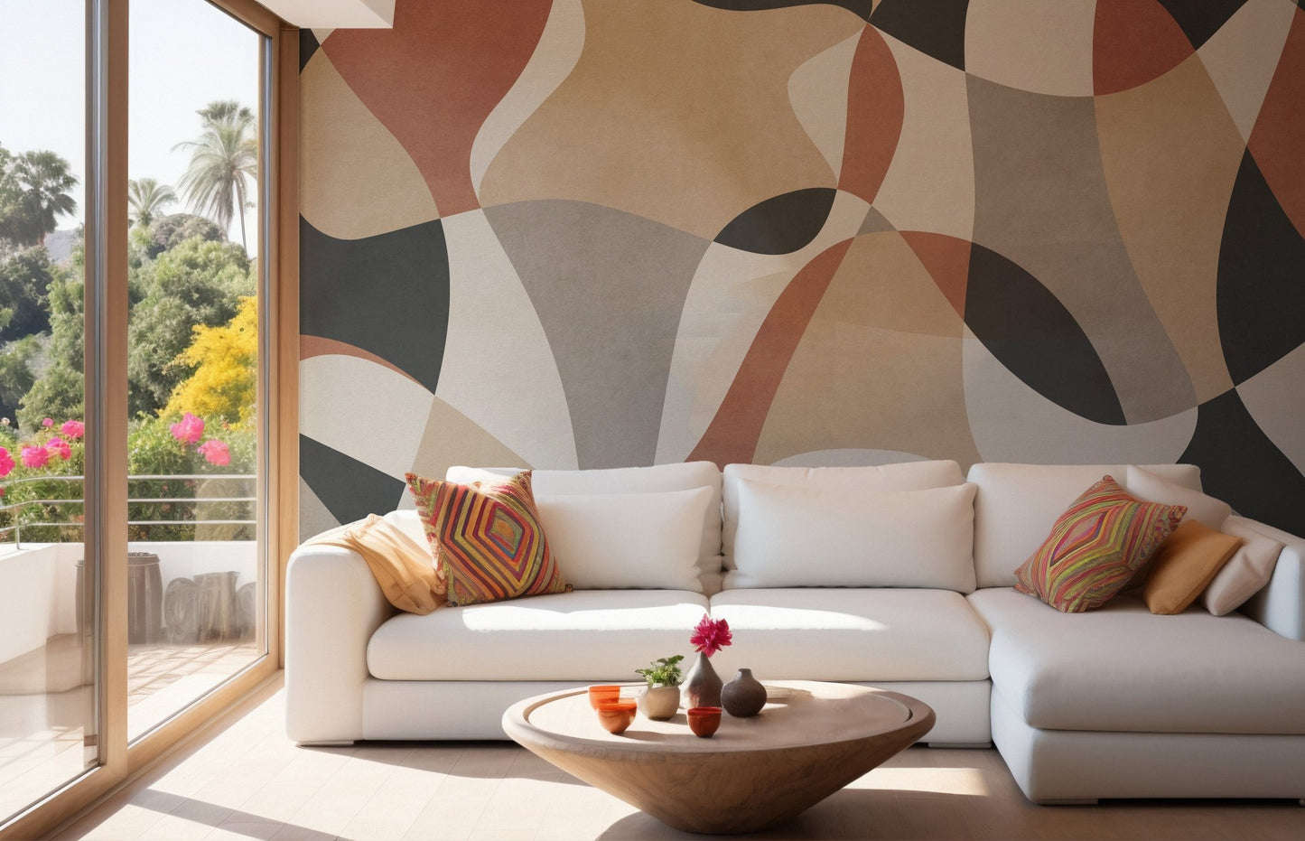 Stylish geometric infusion mural for bold wall decor.
