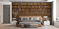 Literary-inspired wall mural for a nostalgic feel in bedroom.