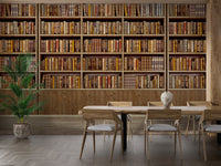 Bookish wall mural for creating a nostalgic dining nook