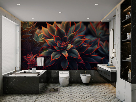 Dark Botanic Bouquet Wallpaper Mural in full wall