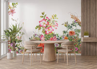 Botanical elegance mural adding charm to dining room wall interiors.
