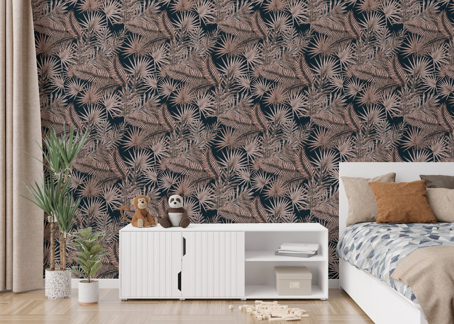 Boutique Jungle Glam Tropical Leaves Pattern Wallpaper