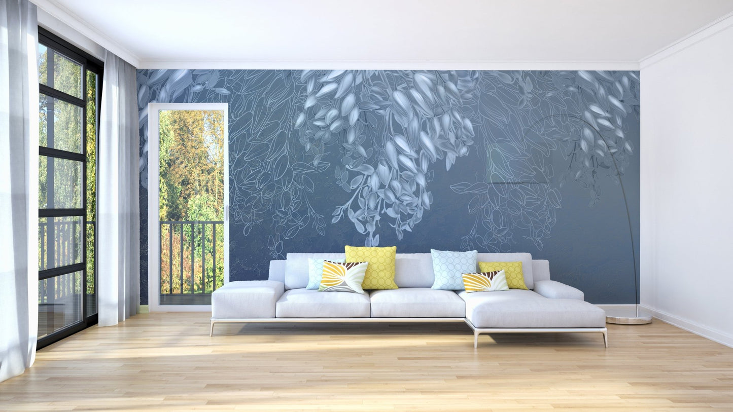 Breezy Floral Elegance wallpaper mural creates a serene living space