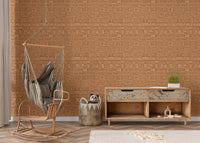 Stylish brick pavement texture in brown tone wallpaper for nursery interior.