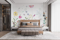 Decorative flower wallpaper mural with gentle color contrast.