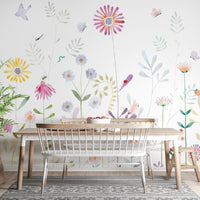 Contemporary pastel flower wall mural for modern wall decor.