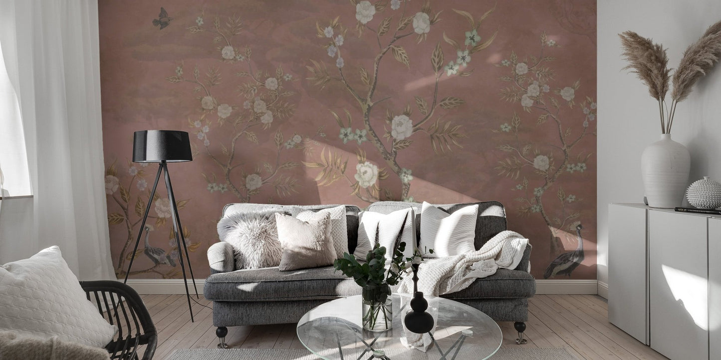 Brown Chinoiserie Wall Mural - Wallanza