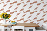Brown color diagonal stripe wallpaper featuring a yellow floral arrangement.