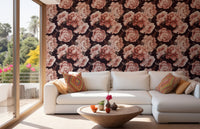 Bright living space showcasing the Brown watercolor wallpaper.