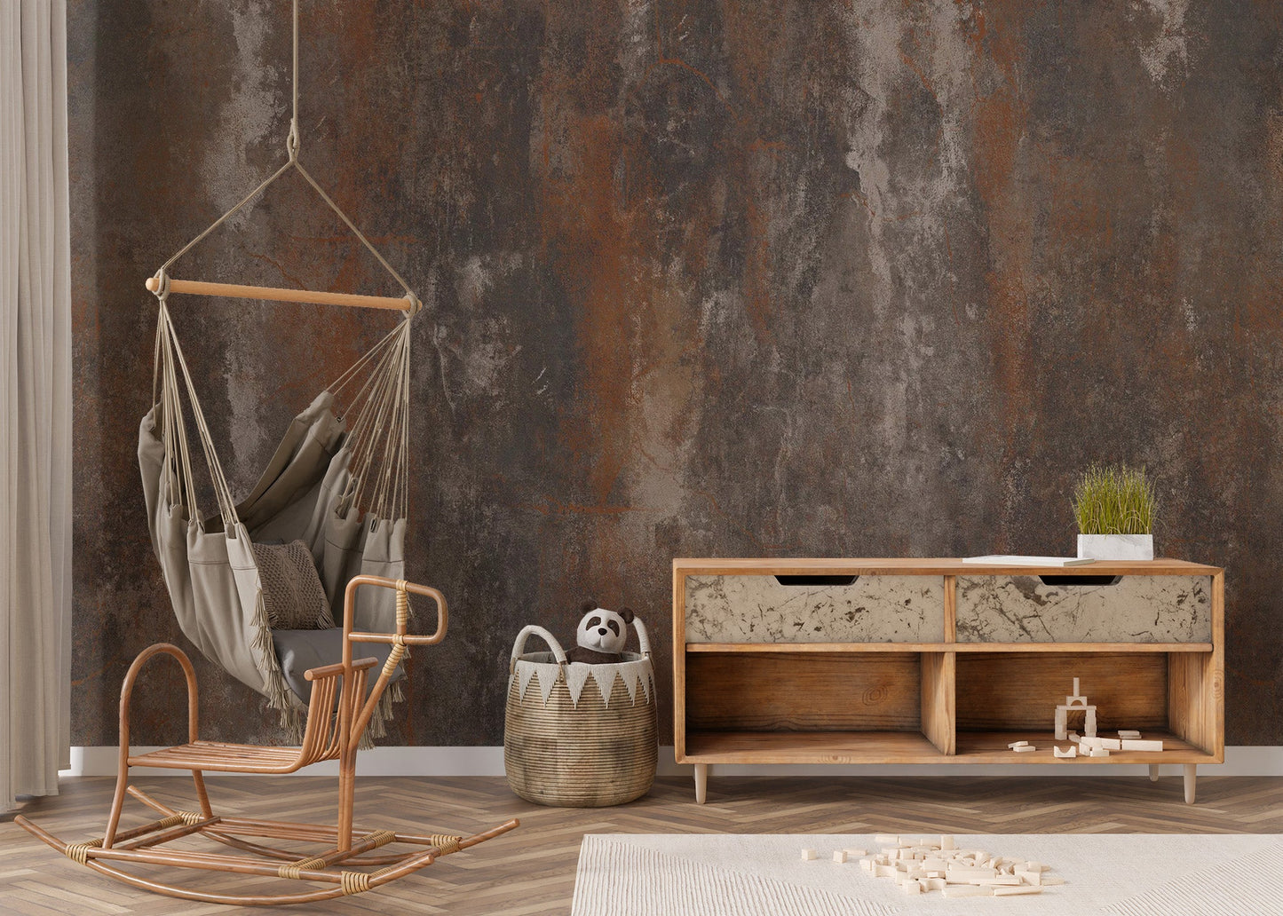 Brown Rustic Metal Wallpaper - Wallanza