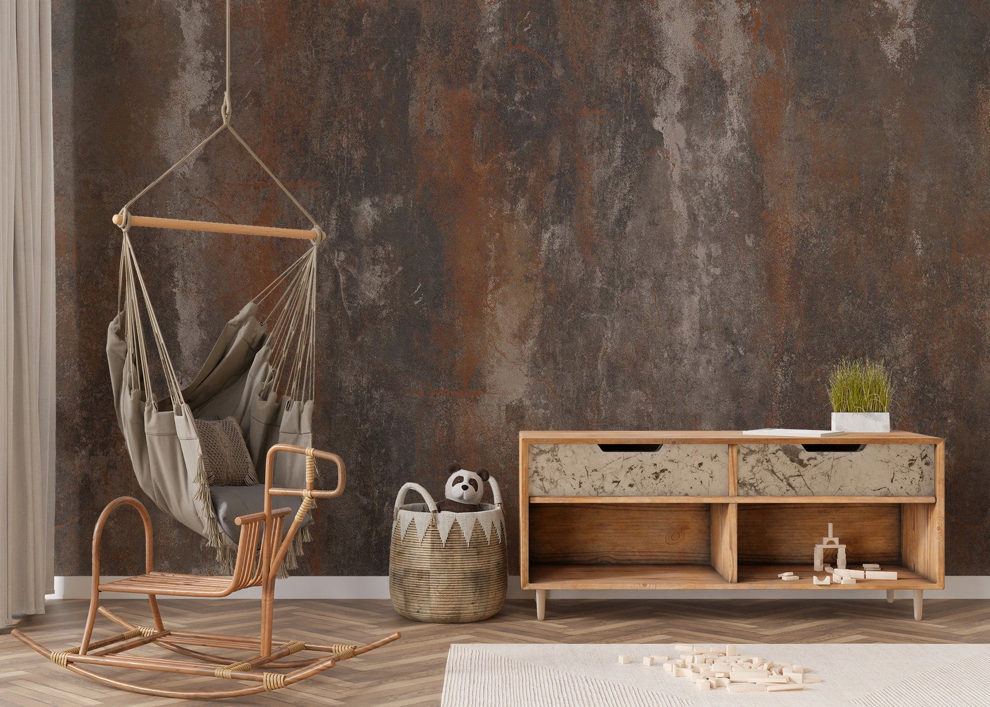 Brown Rustic Metal Wallpaper - Wallanza