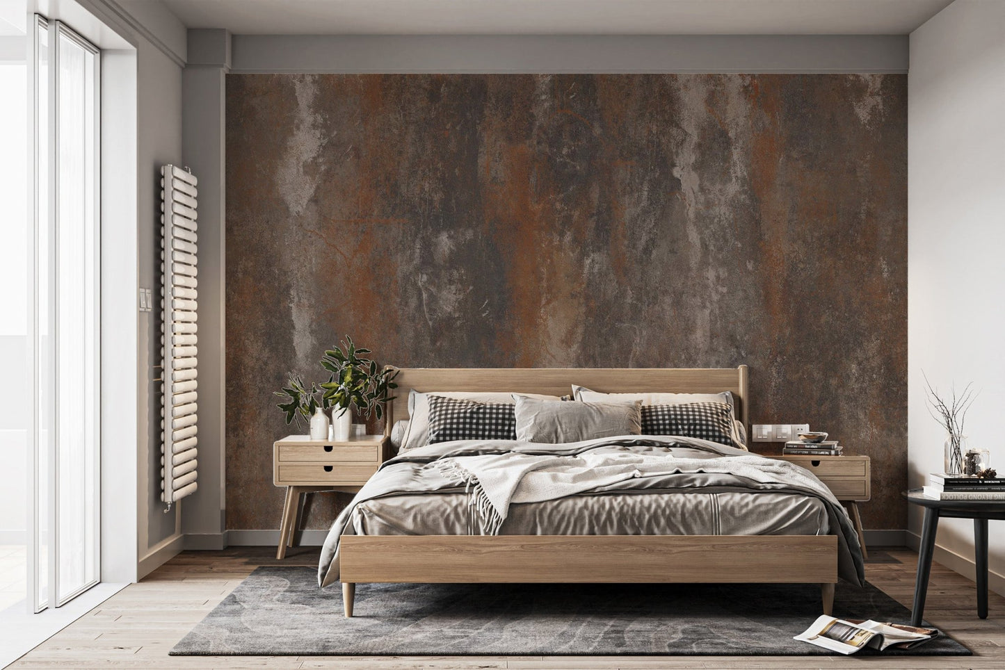 Brown Rustic Metal Wallpaper - Wallanza
