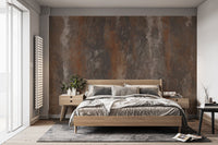 Brown Rustic Metal Wallpaper - Wallanza