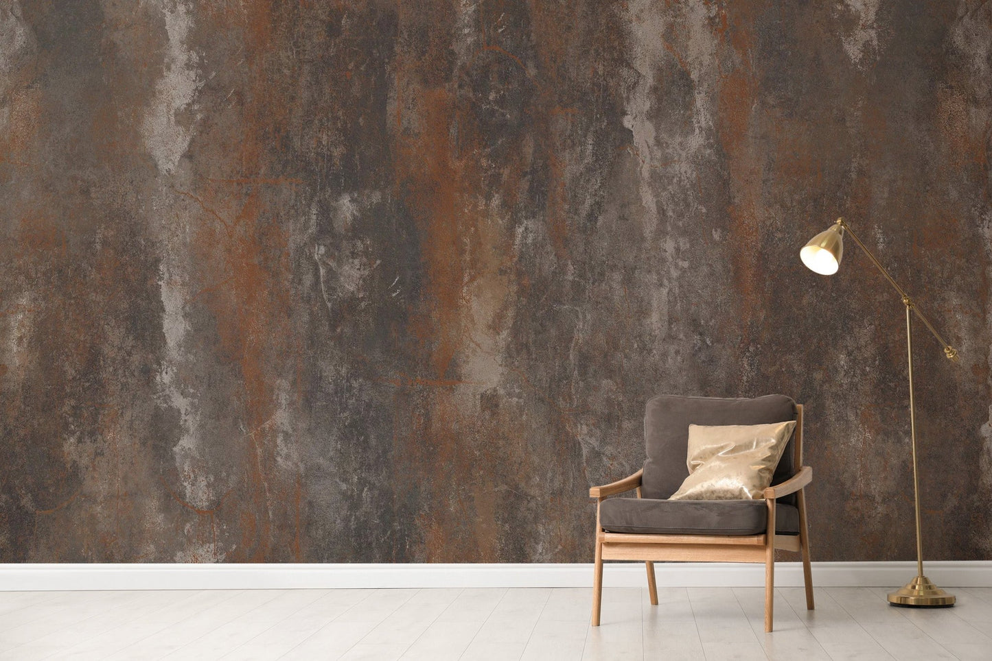 Brown Rustic Metal Wallpaper - Wallanza
