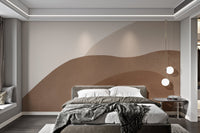 Organic terracotta shapes wall mural for modern bedroom interiors
