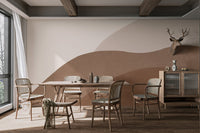 Mid-century style brown terracotta wall mural for modern dining room.
