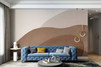 Abstract watercolor wall mural in warm brown and beige