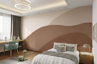 Brown Shapes Watercolor Texture Beige Wall mural in bedroom setting